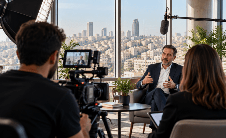 Corporate video production filming a business interview in Jordan